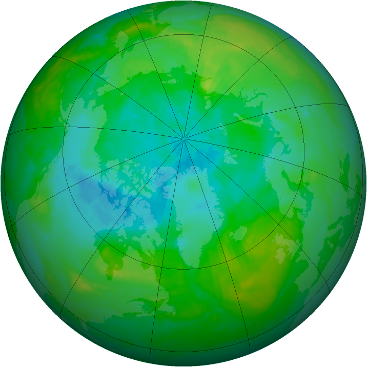 Arctic ozone map for 15 August 1989